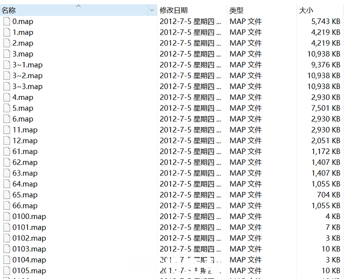 盛大官方地图名称和地图代码编号